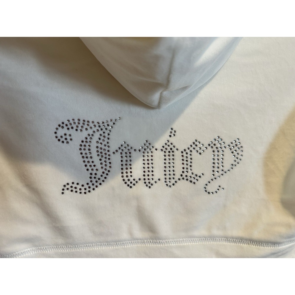 NWT JUICY COUTURE Velour OG Bling Tracksuit Hoodie Cream Soda White‎ Large - Picture 4 of 4